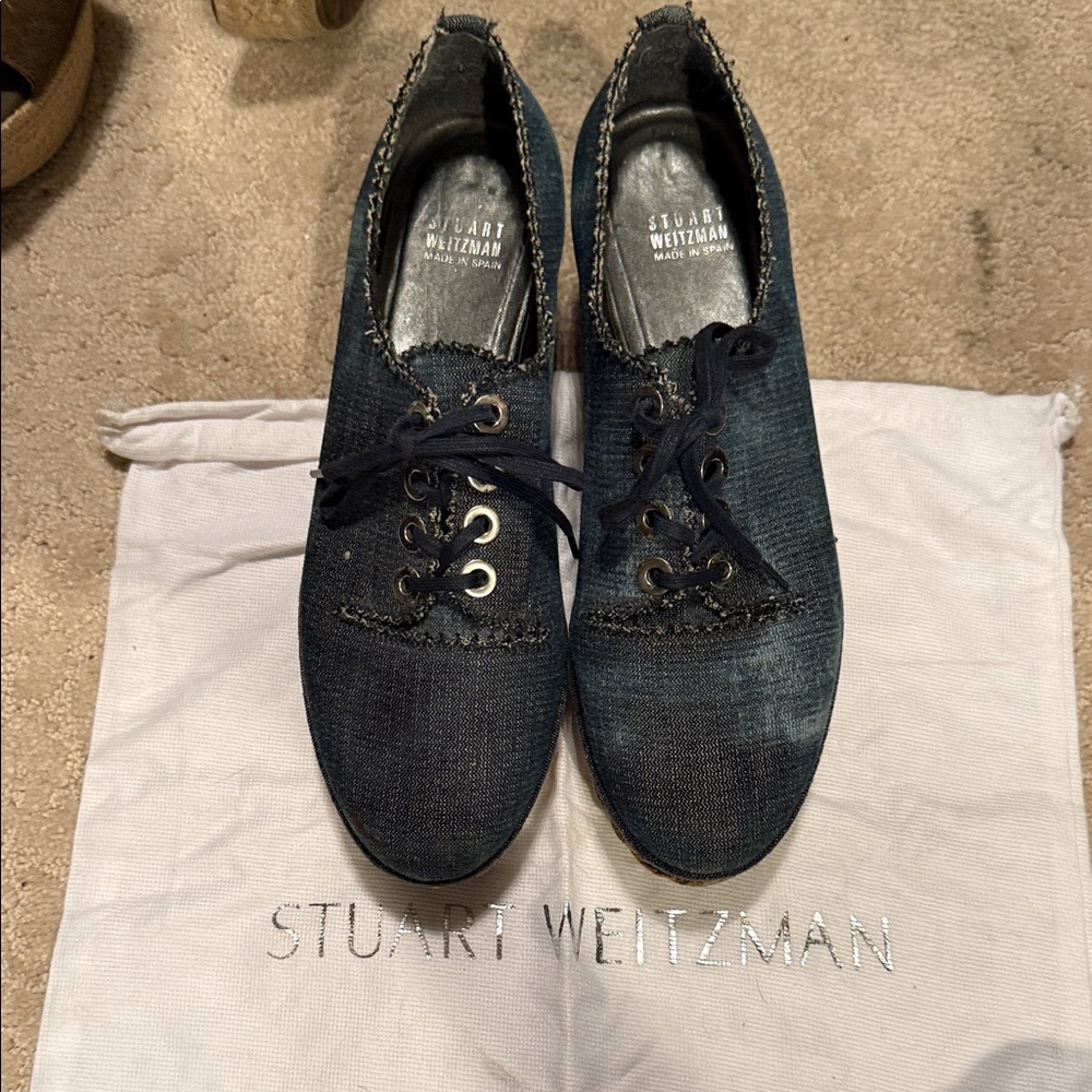 Stuart Weitzman Women's Dark Blue Denim Sneakers